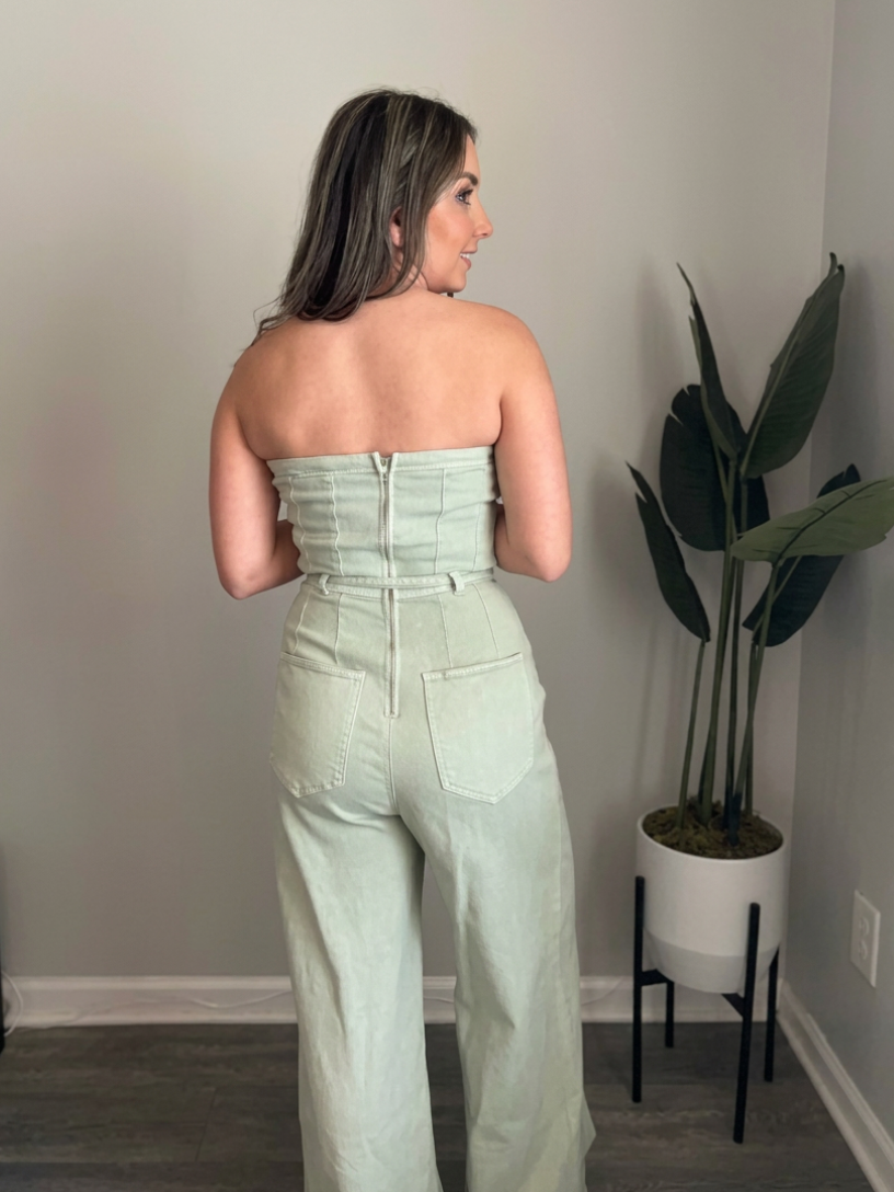 Strapless Denim Jumpsuit