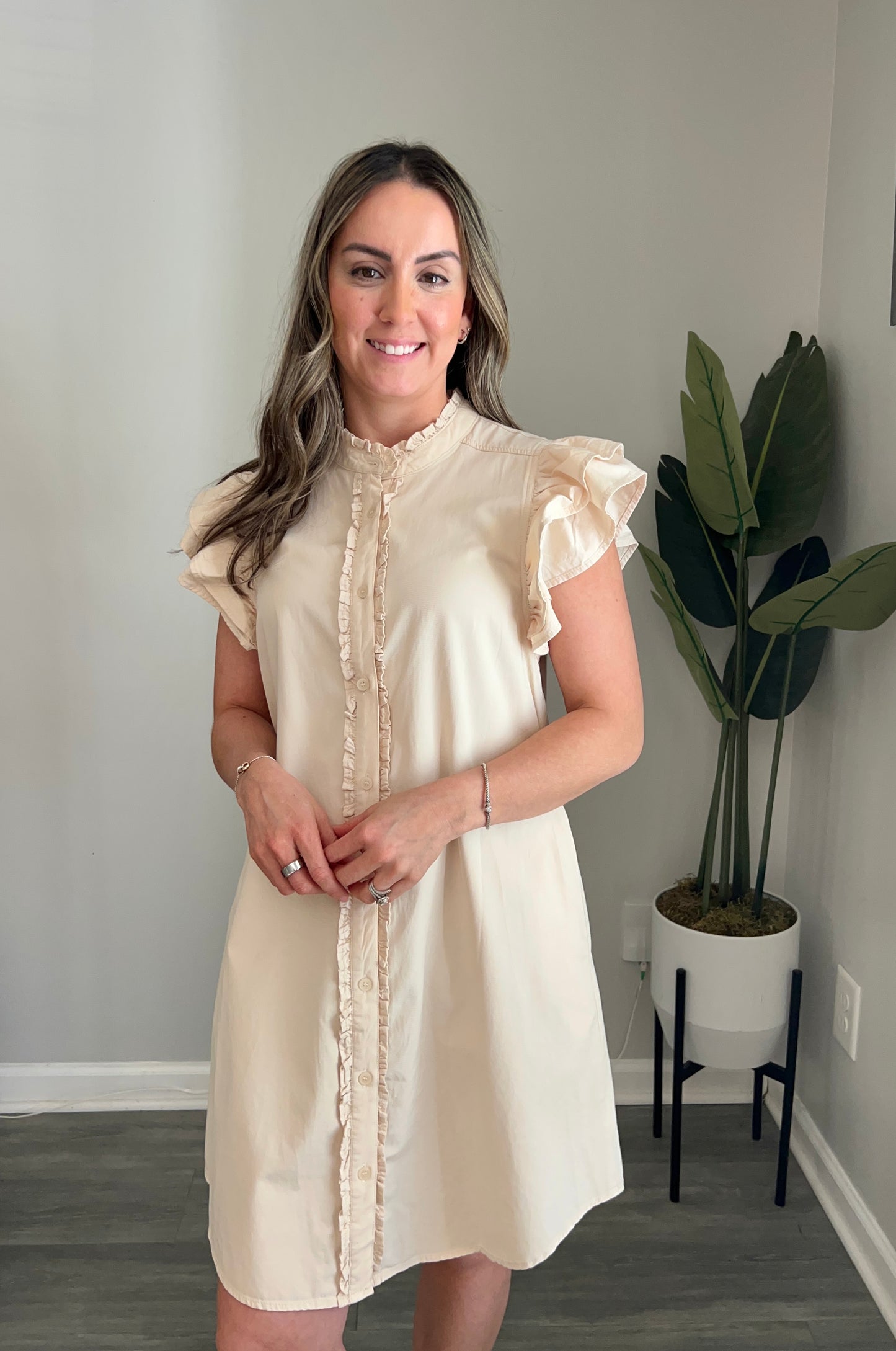 Snow Washed Button Down Mini Dress