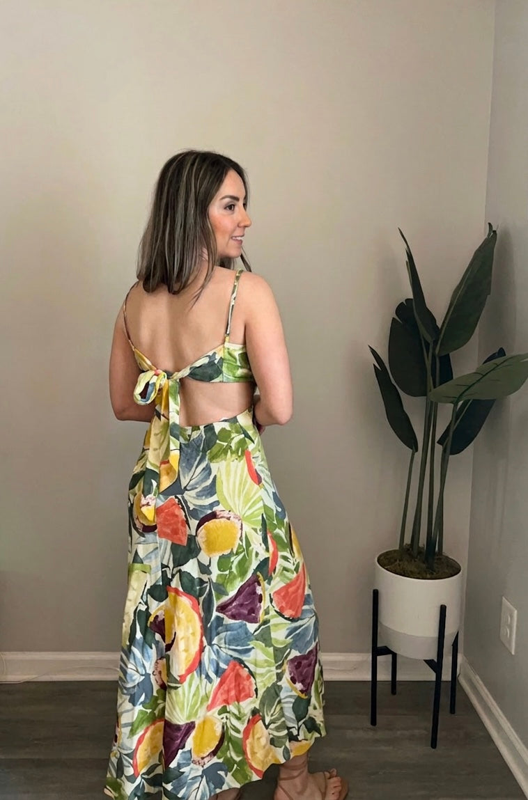 Border Print Maxi Dress