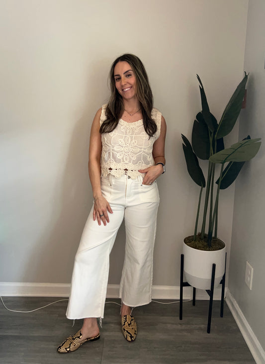 Floral Crochet Embroidered Crop Top