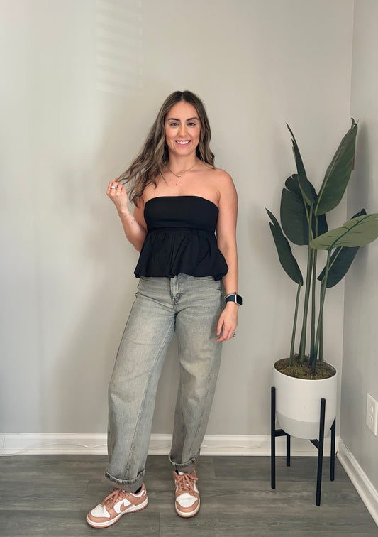 Strapless Smocked Bubble Top