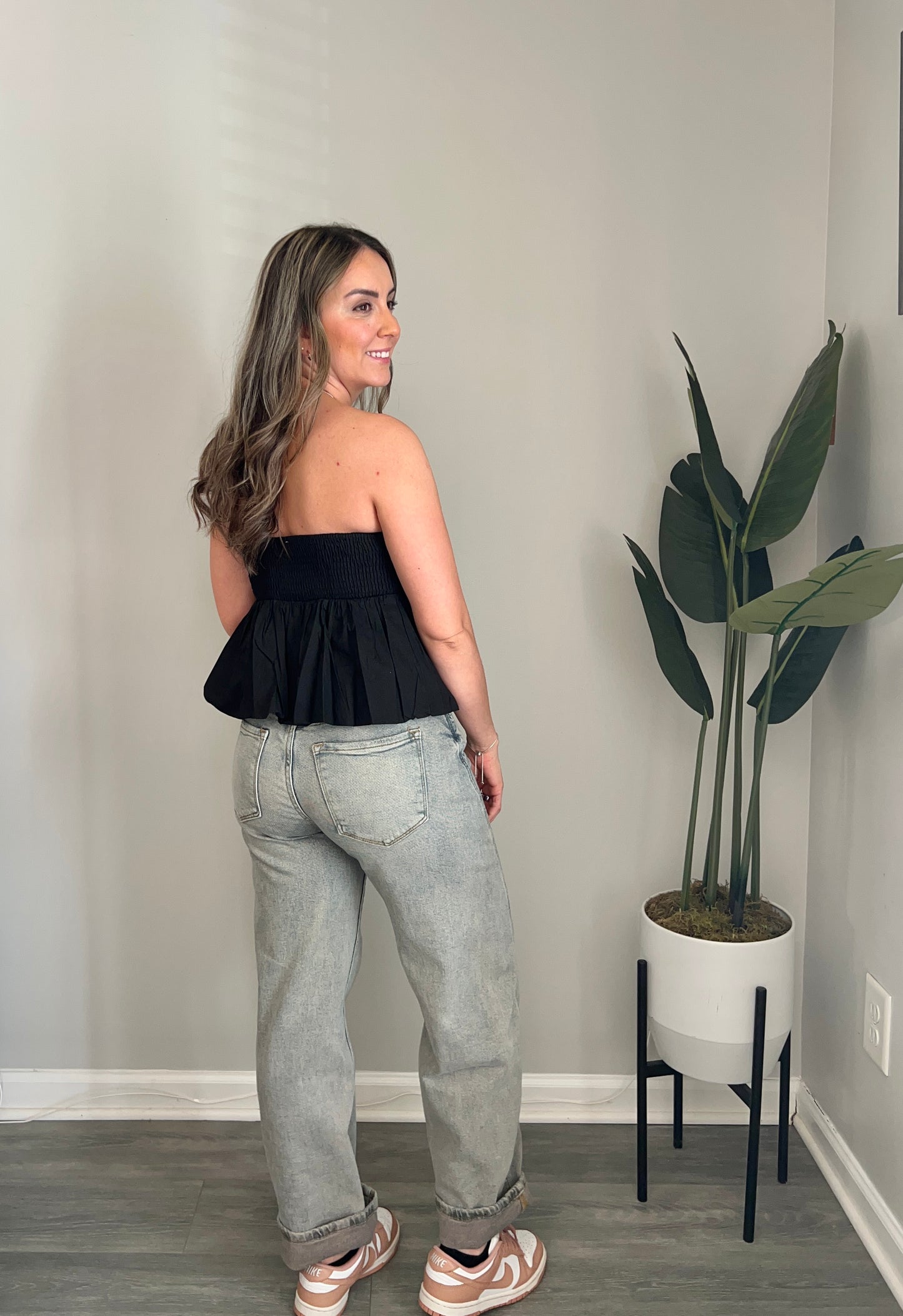Strapless Smocked Bubble Top