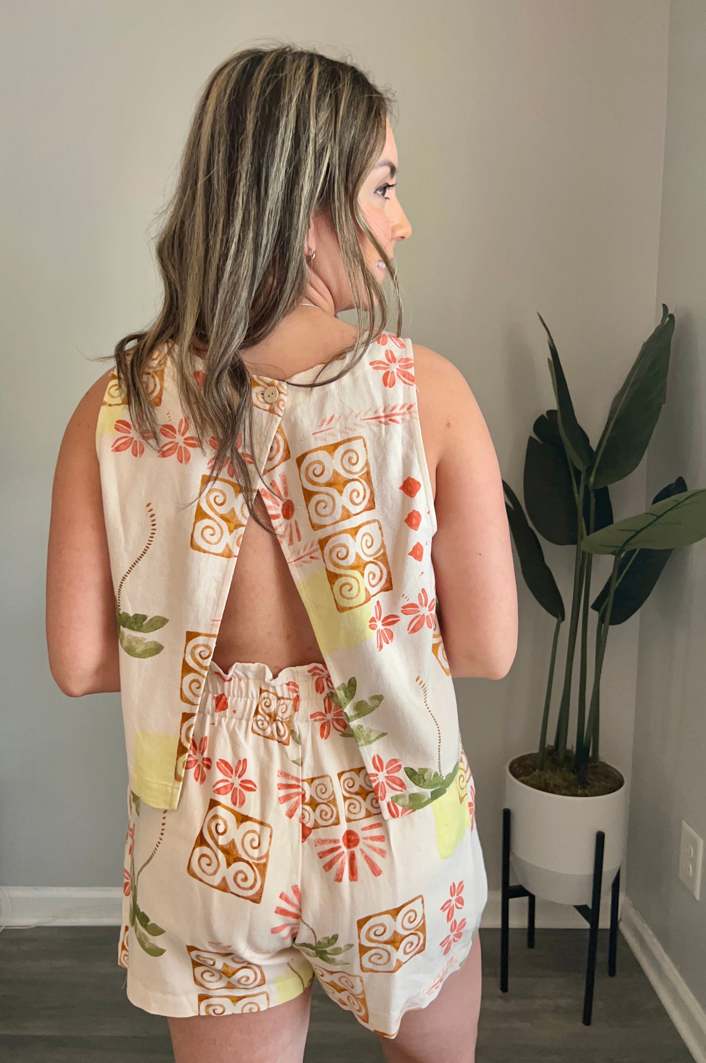 Printed Cropped Top and Short Set