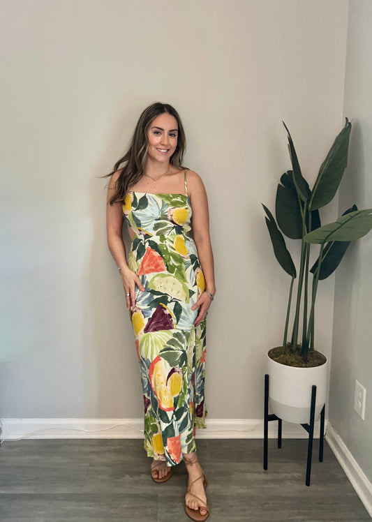 Border Print Maxi Dress