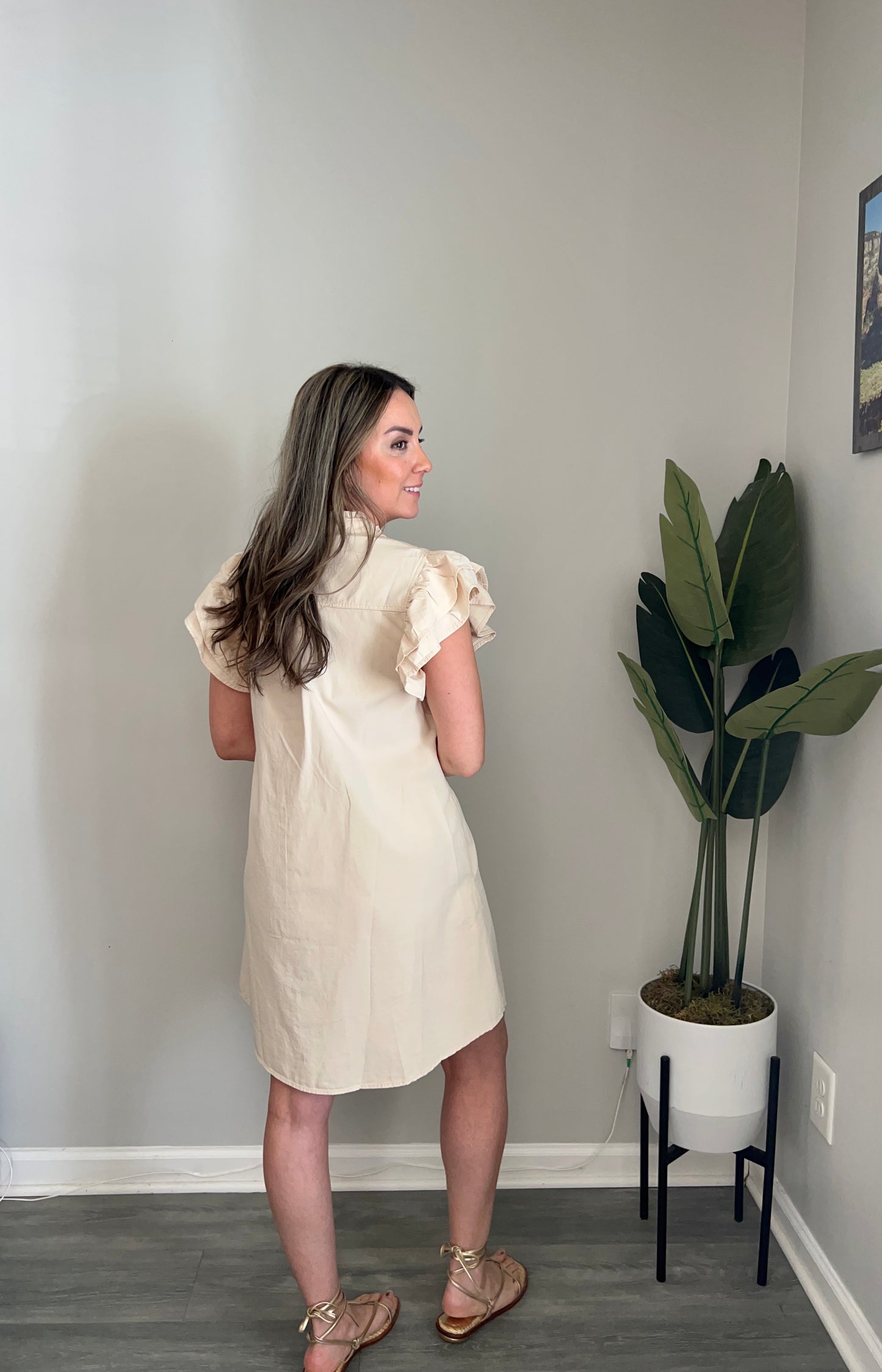 Snow Washed Button Down Mini Dress